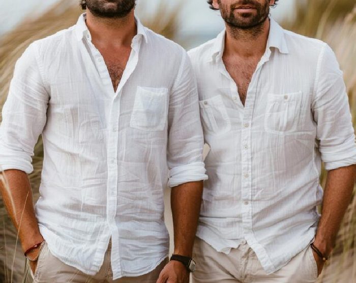 Men's Mandarin Collar Linen Shirt